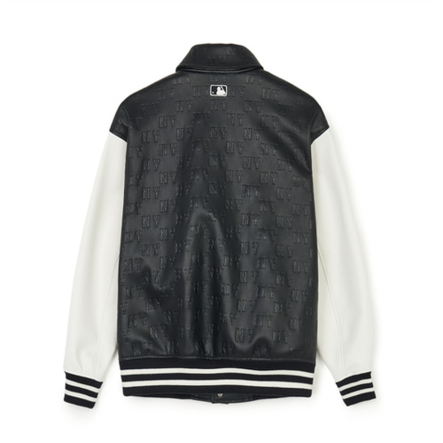 Apparel MLB korea Jackets | Classic Monogram Vegan-Leather Collar Varsitiy Jacket(Single-Layer) New York Yankees