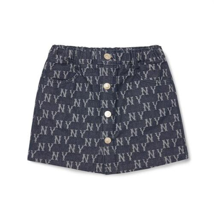 Kids MLB korea Skirts | [Kids] Classic Monogram Denim Like Jacquard Skort New York Yankees