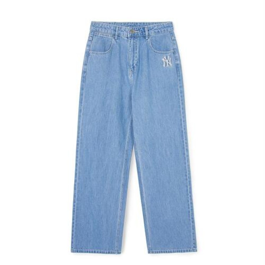 Apparel MLB korea Pants | [Wms] Women`S Basic Medium Logo Wide Denim Pants New York Yankees