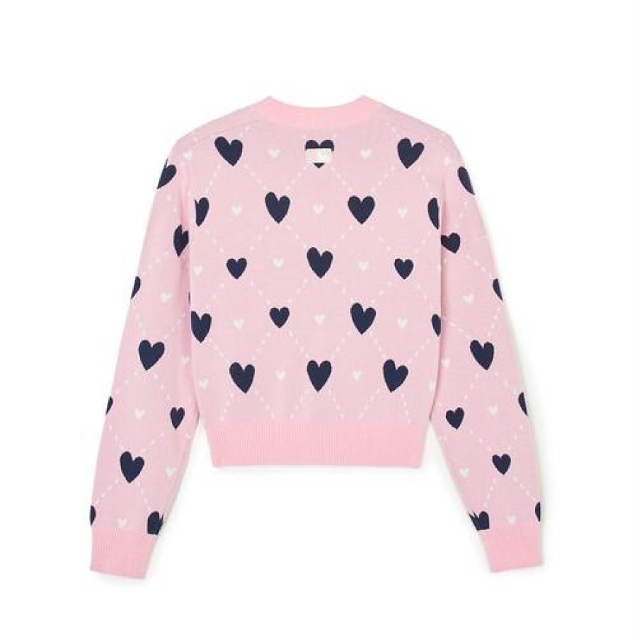 Apparel MLB korea Sweaters | [Wms] Women`S Heart All Over Pattern Crop Cardigan Cleveland Guardians