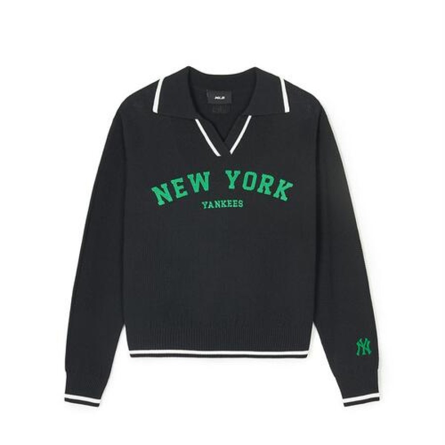 Apparel MLB korea Sweaters | [Wms] Women`S Varsity Slit Collar Neck Sweater Pullover New York Yankees