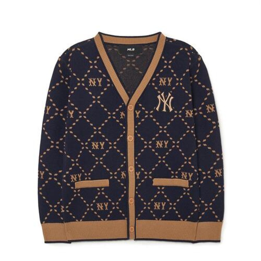 Kids MLB korea Sweaters | [Kids] Dia Monogram All Over Knit Cardigan New York Yankees