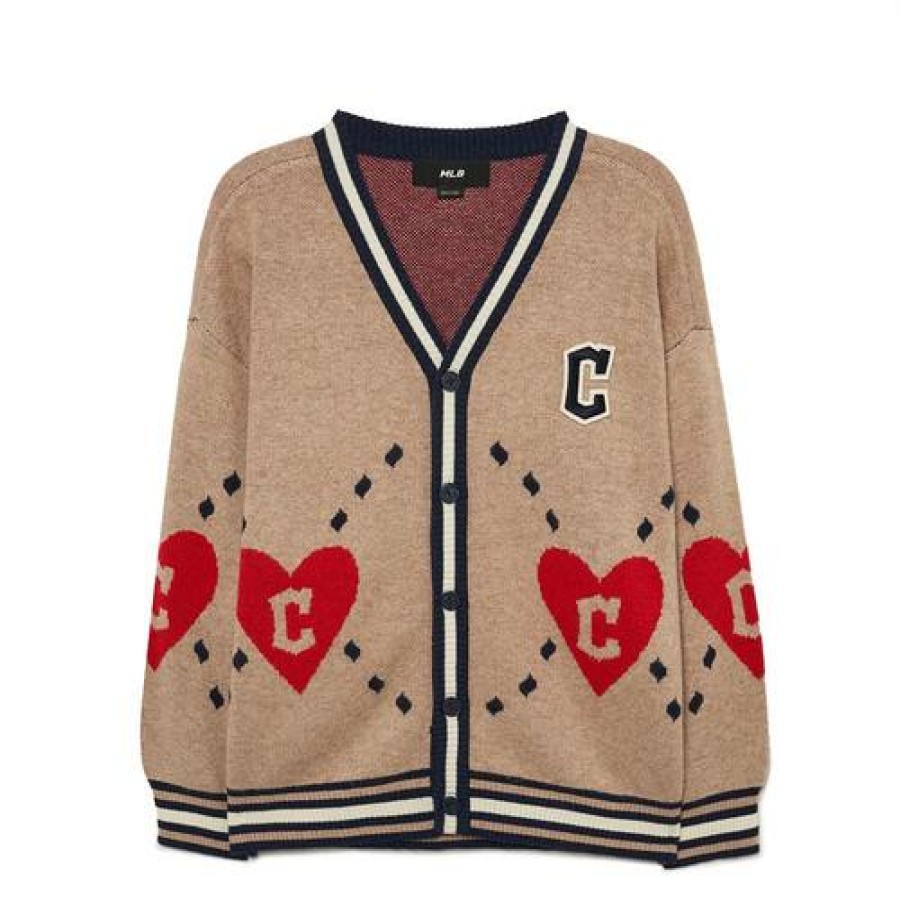 Kids MLB korea Sweaters | [Kids] Heart Big Point Knit Cardigan Cleveland Indians