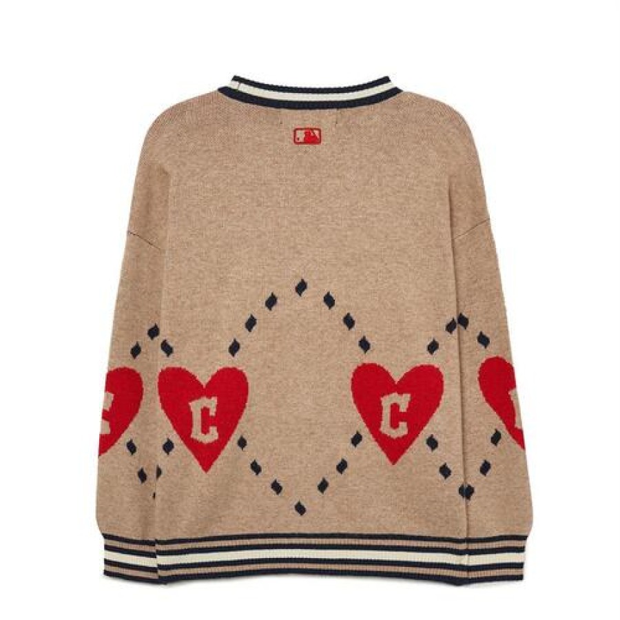 Kids MLB korea Sweaters | [Kids] Heart Big Point Knit Cardigan Cleveland Indians