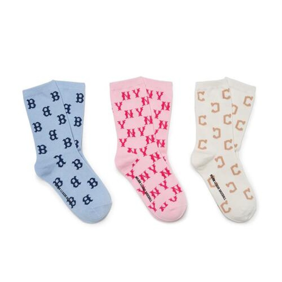 Kids MLB korea Others | [Kids] Classic Monogram 3Ea Socks Mlb