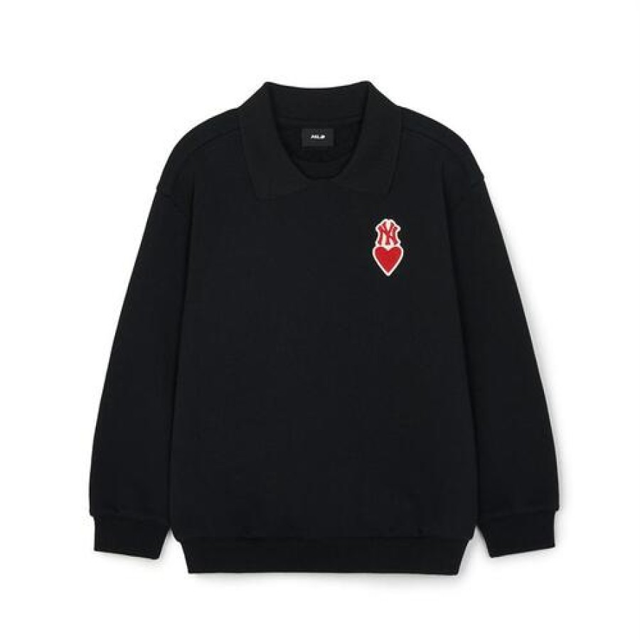 Kids MLB korea Sweatshirts | [Kids] Heart Collar Brushed Sweatshirt New York Yankees