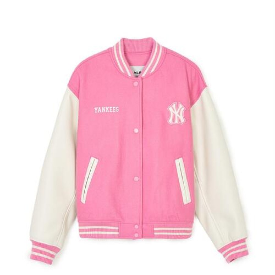 Apparel MLB korea Jackets | [Wms] Women`S Wool Crop Varsity Jacket New York Yankees