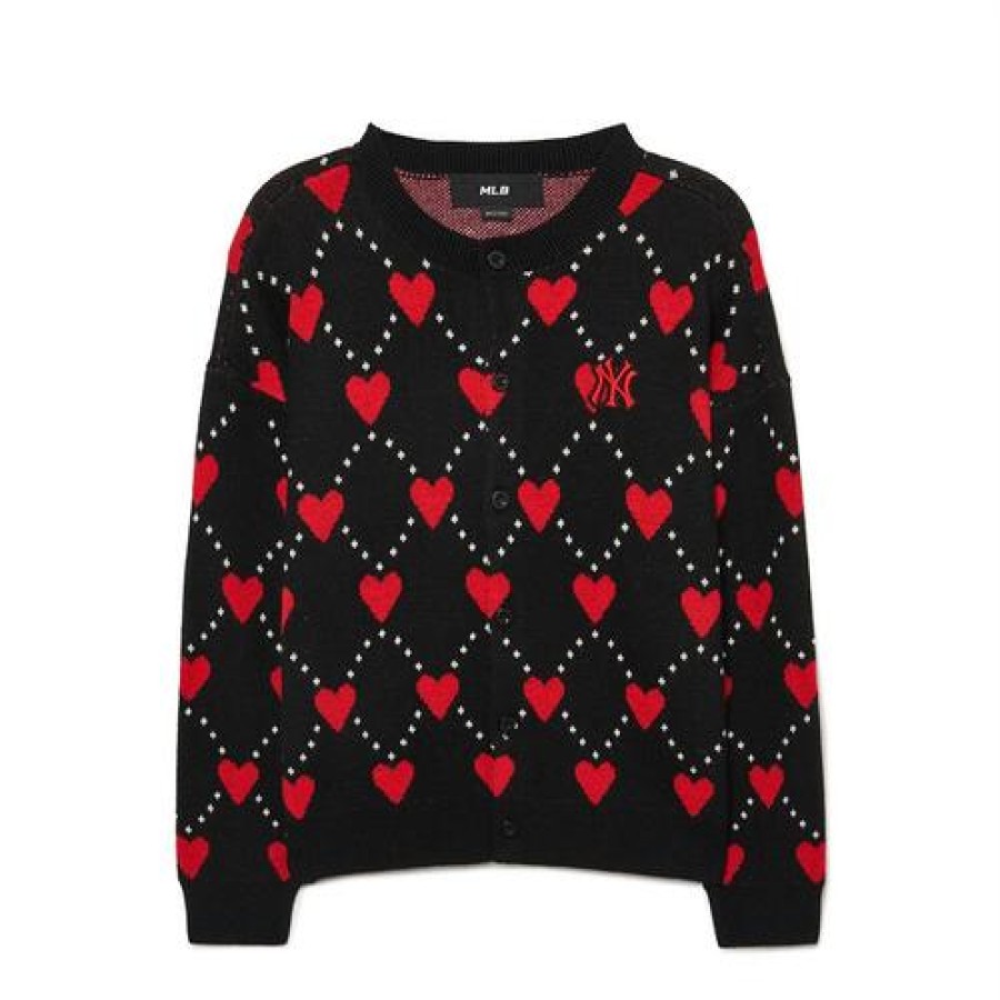 Kids MLB korea Sweaters | [Kids] Heart All Over Knit Cardigan New York Yankees