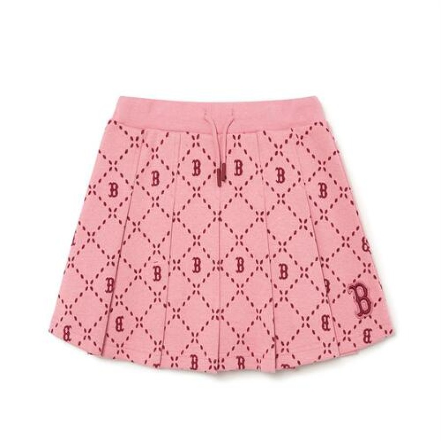 Kids MLB korea Skirts | [Kids] Dia Monogram Jacquard Pleats Skirt Boston Red Sox