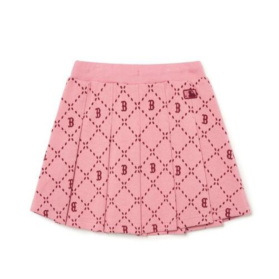 Kids MLB korea Skirts | [Kids] Dia Monogram Jacquard Pleats Skirt Boston Red Sox