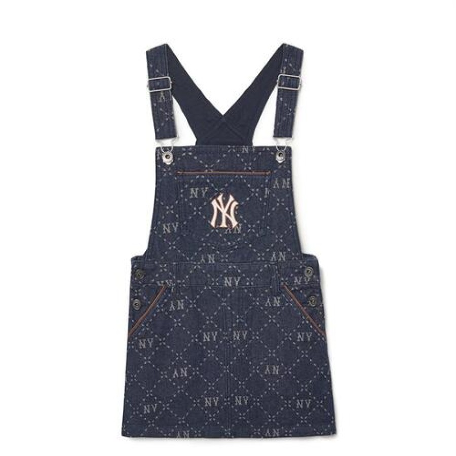 Kids MLB korea Dresses | [Kids] Dia Monogram Denim Like Jacquard Dress New York Yankees