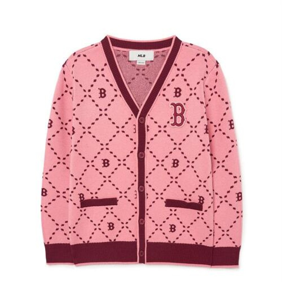 Kids MLB korea Sweaters | [Kids] Dia Monogram All Over Knit Cardigan Boston Red Sox