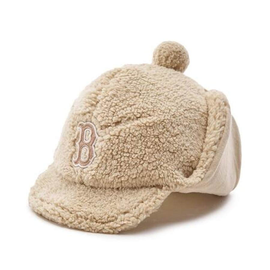 Kids MLB korea Winter Hats | [Kids] Fleece Wire Pompom Ear Flap Cap Boston Red Sox