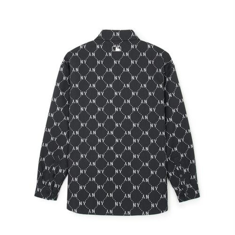 Apparel MLB korea Shirts | Dia Monogram Jqd Long Sleeve Cotton Button Shirts New York Yankees