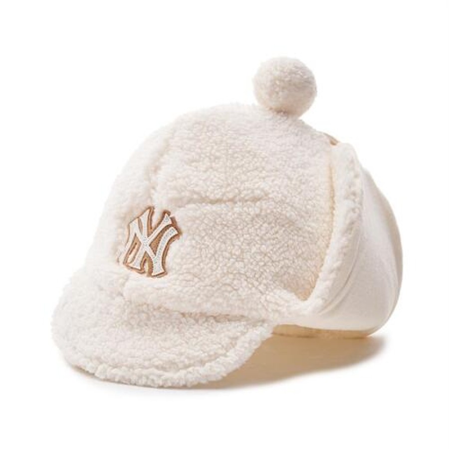 Kids MLB korea Winter Hats | [Kids] Fleece Wire Pompom Ear Flap Cap New York Yankees