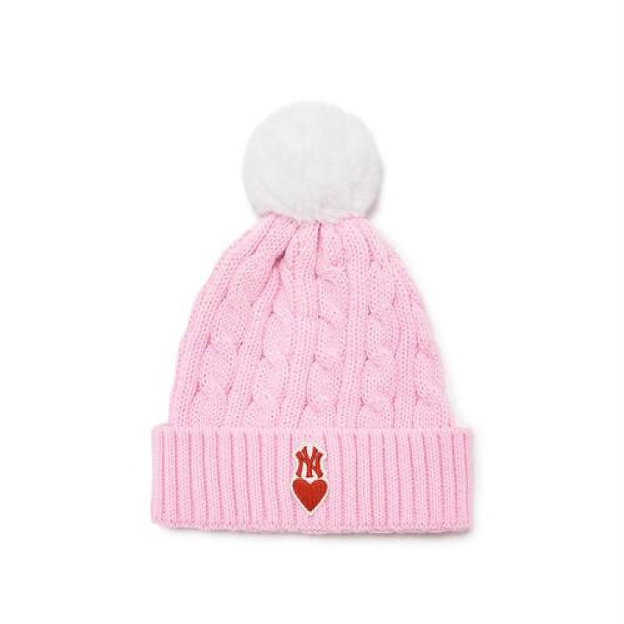 Kids MLB korea Beanies/Hats | [Kids] Heart Pompom Beanie New York Yankees