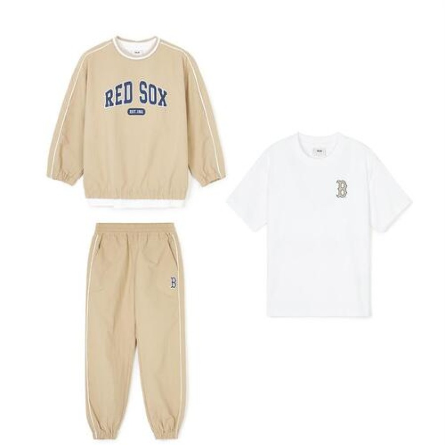 Kids MLB korea Sweatshirts | [Kids] Varsity Woven 3Pcs Sweatshirt Set-Up Boston Red Sox