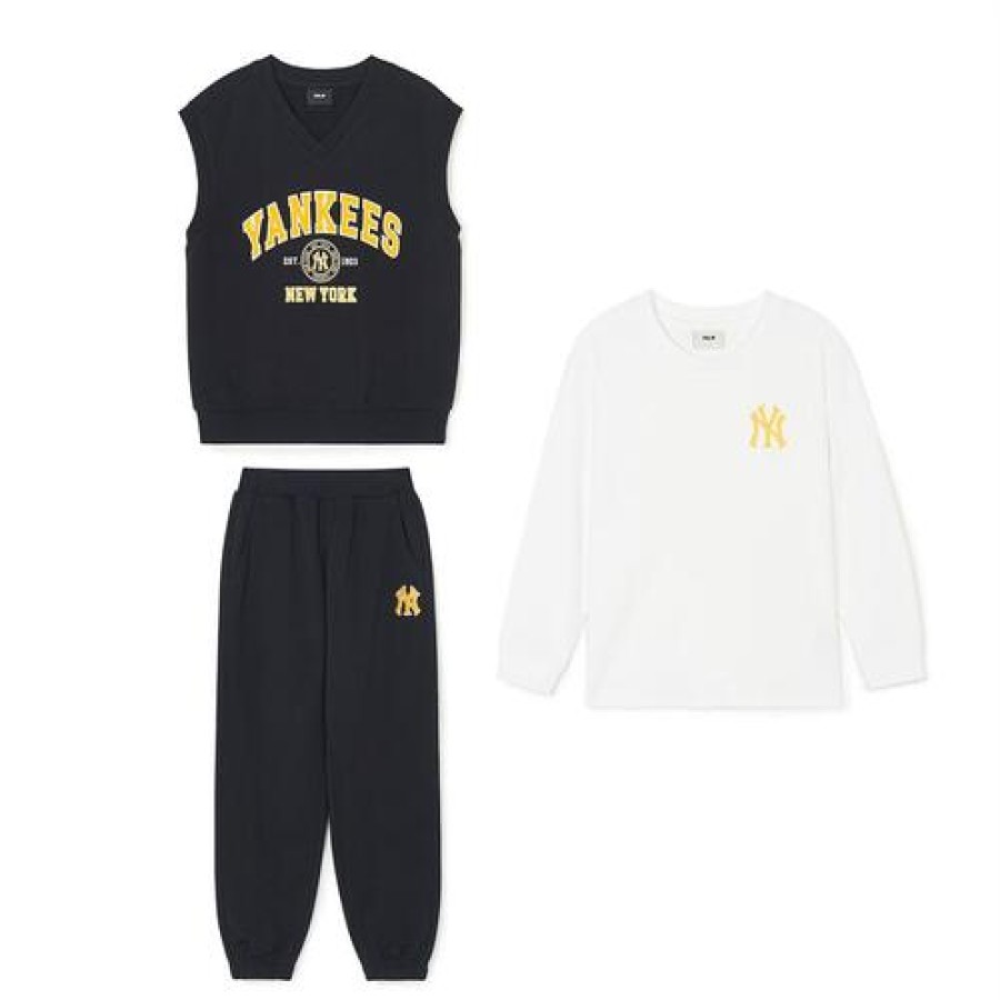 Kids MLB korea Sweatshirts | [Kids] Varsity 3Pcs Vest&Long-Sleeve Set-Up New York Yankees