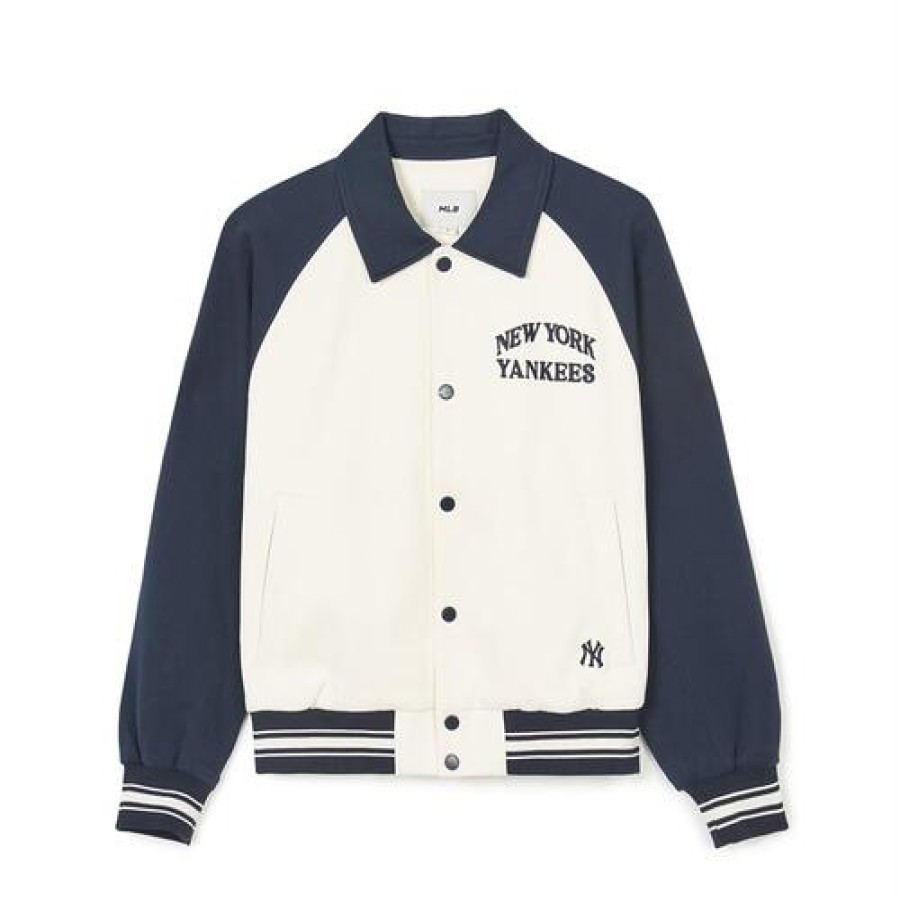 Apparel MLB korea Jackets | Jersey Collar Raglan Varsity Jacket New York Yankees