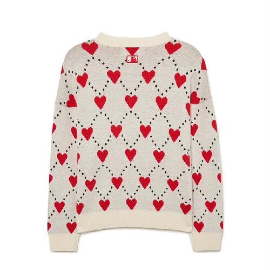 Kids MLB korea Sweaters | [Kids] Heart All Over Knit Cardigan Cleveland Indians