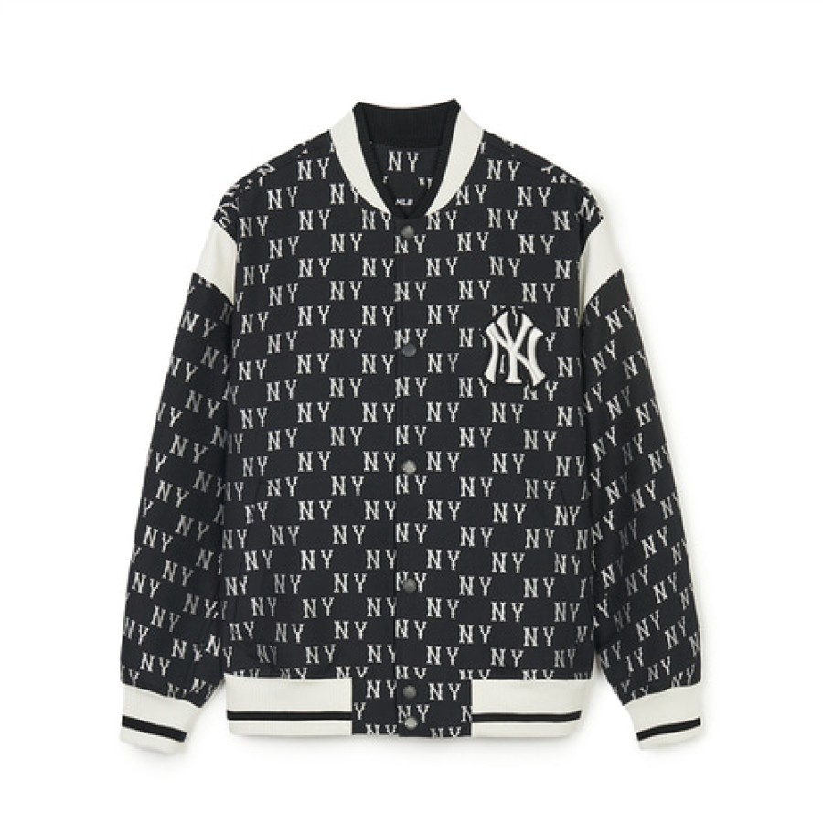 Apparel MLB korea Varsity Jackets | Classic Monogram Jqd Shoulder-Block Varsity Jacket(Single-Layer) New York Yankees