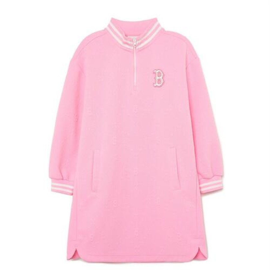 Kids MLB korea Dresses | [Kids] Dia Monogram Jacquard Zip Up Dress Boston Red Sox