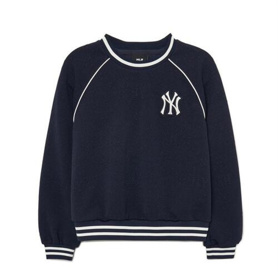 Kids MLB korea Sweatshirts | [Kids] Dia Monogram Poly Jqd Girl`S Cropped Sweatshirt New York Yankees