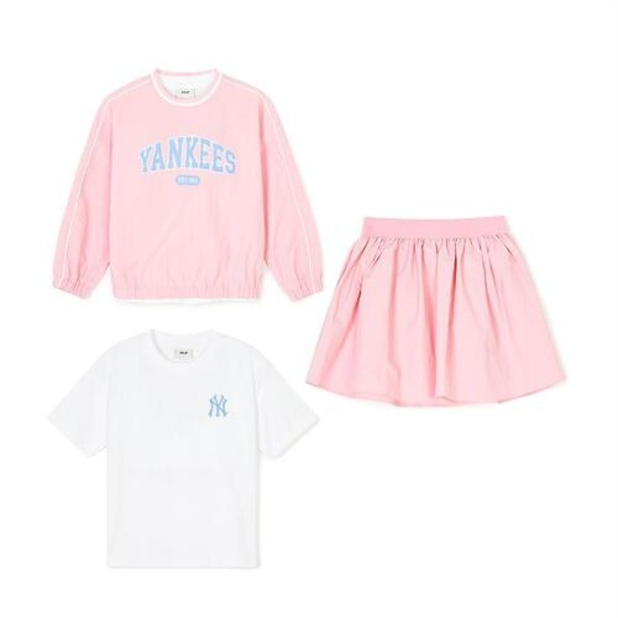 Kids MLB korea Sweatshirts | [Kids] Varsity Girl`S Woven 3Pcs Sweatshirt Set-Up New York Yankees