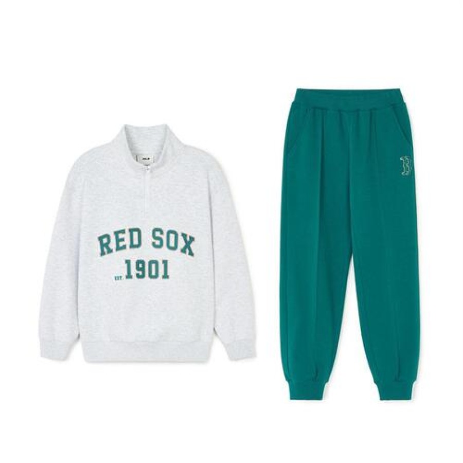 Kids MLB korea Sweatshirts | [Kids] Varsity Half-Zip Up Mtm Set Up Boston Red Sox