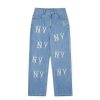 Apparel MLB korea Pants | [Wms] Women`S Basic Multi Mega Logo Embroidery Wide Denim Pants New York Yankees