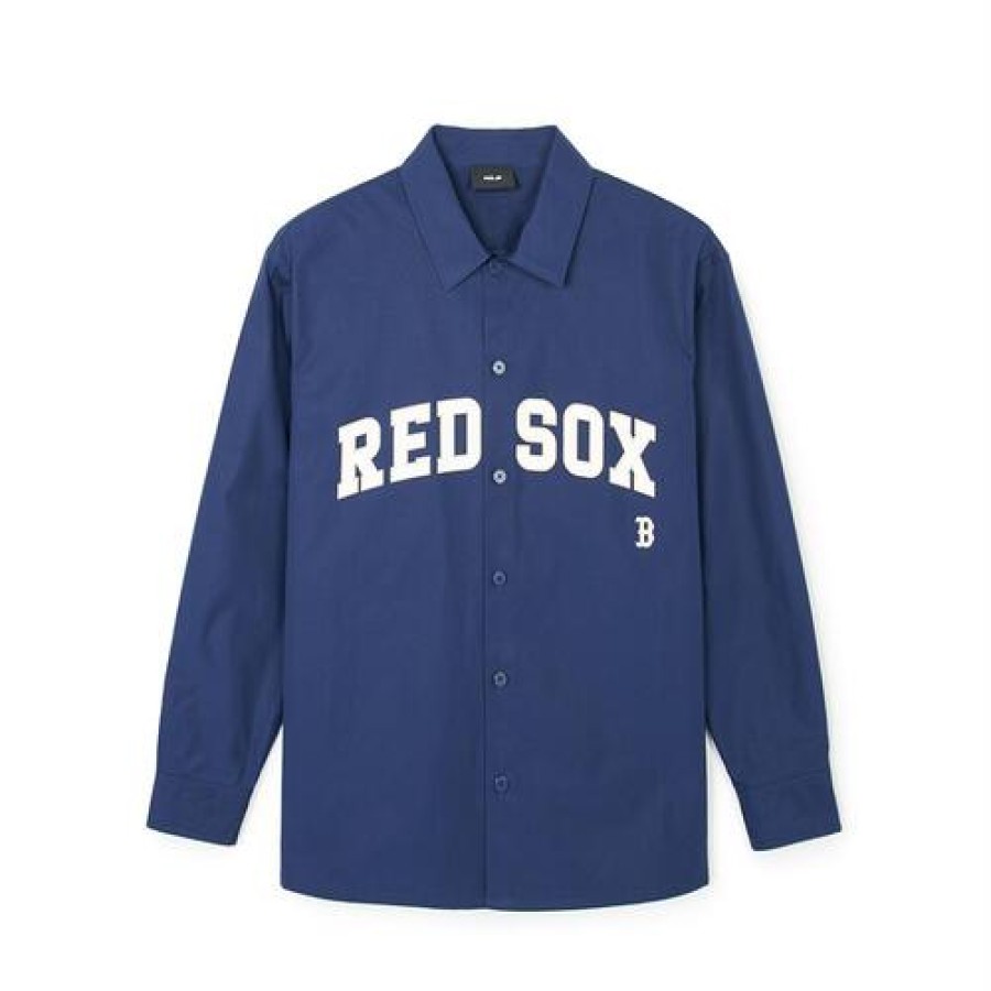 Apparel MLB korea Shirts | Varsity Cotton Long Sleeve Shirts Boston Redsox