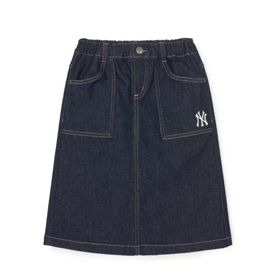 Kids MLB korea Skirts | [Kids] Basic Denim Midi Skirt New York Yankees