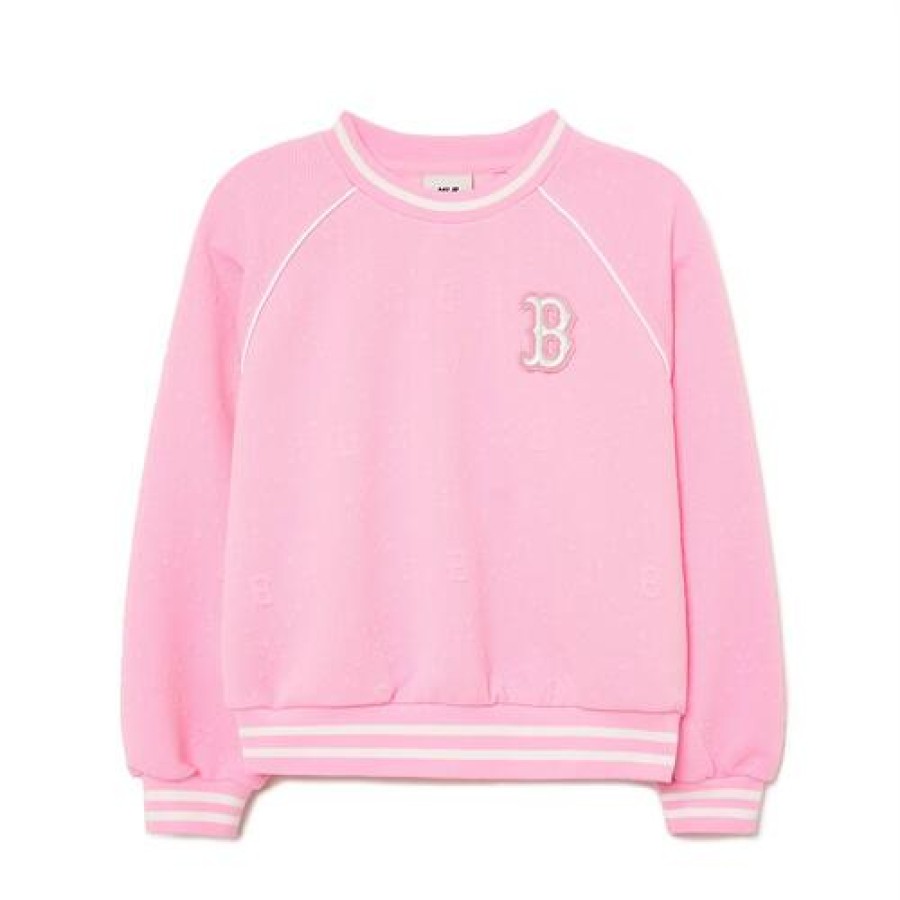 Kids MLB korea Sweatshirts | [Kids] Dia Monogram Poly Jqd Girl`S Cropped Sweatshirt Boston Red Sox