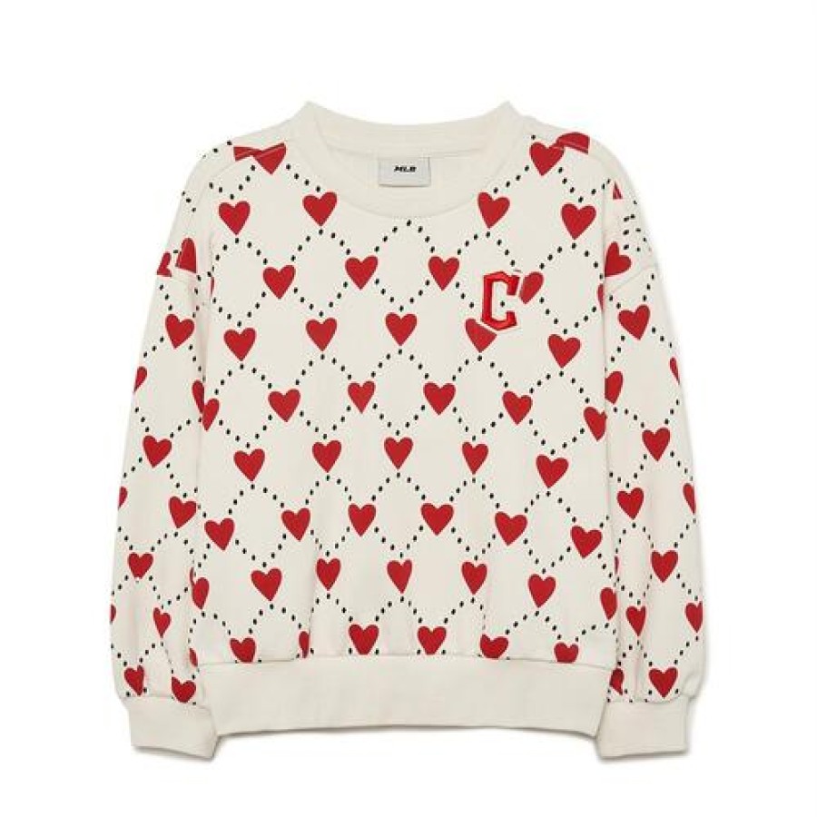 Kids MLB korea Sweatshirts | [Kids] Heart Allover Sweatshirt Cleveland Indians