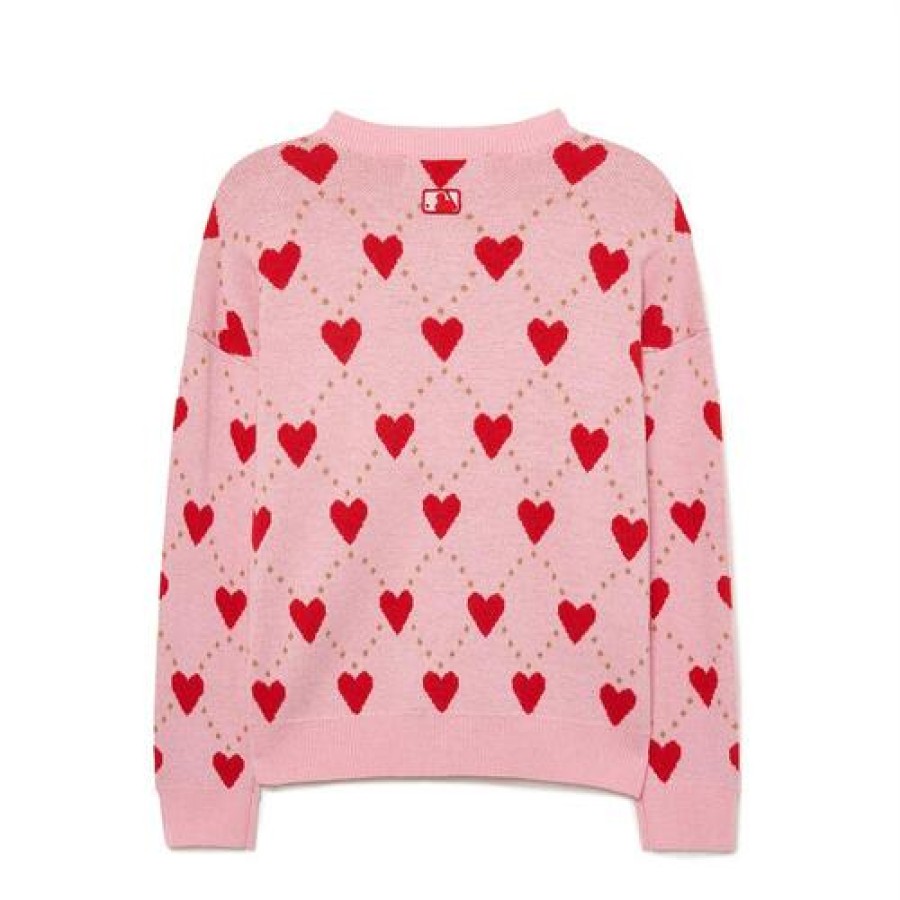 Kids MLB korea Sweaters | [Kids] Heart All Over Knit Cardigan New York Yankees