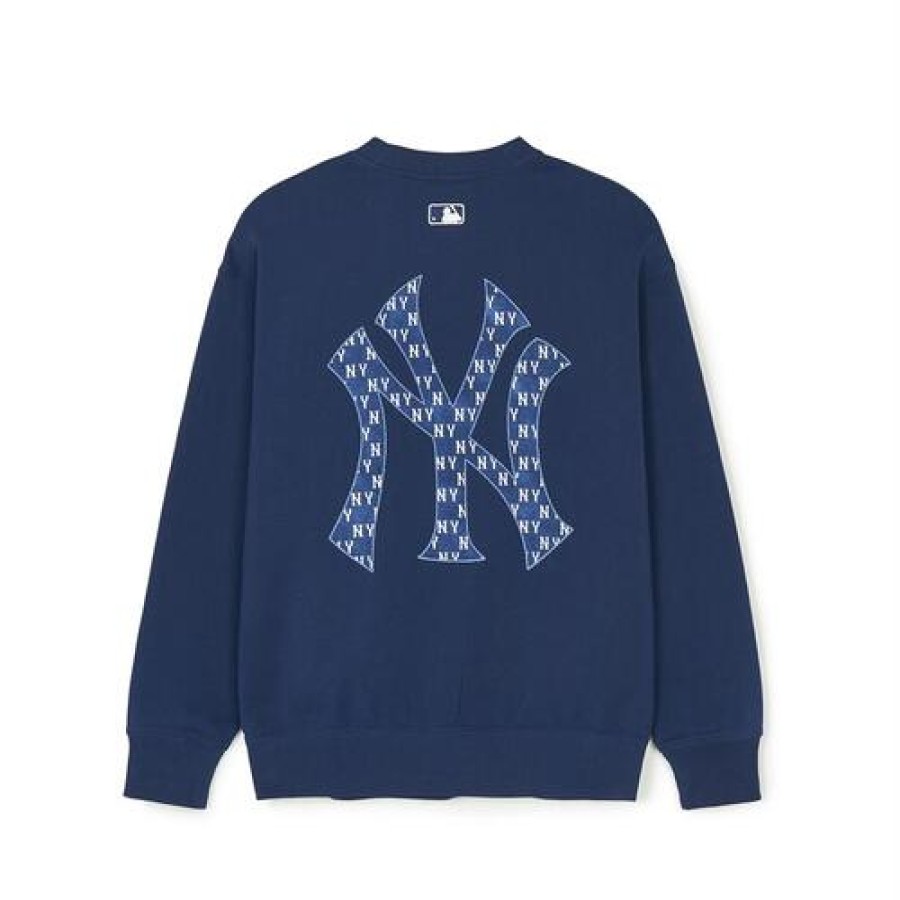 Apparel MLB korea Sweatshirts | Denim Like Monogram Big Lux Sweatshirts New York Yankees