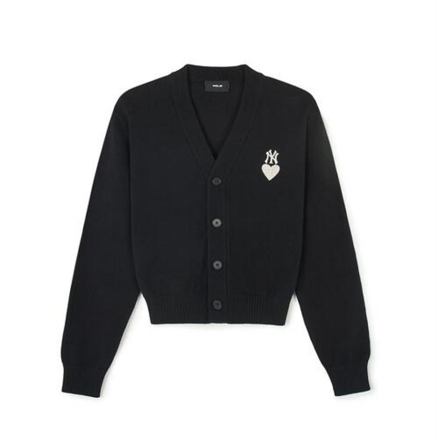 Apparel MLB korea Sweaters | [Wms] Women`S Heart Wappen Crop Cardigan New York Yankees