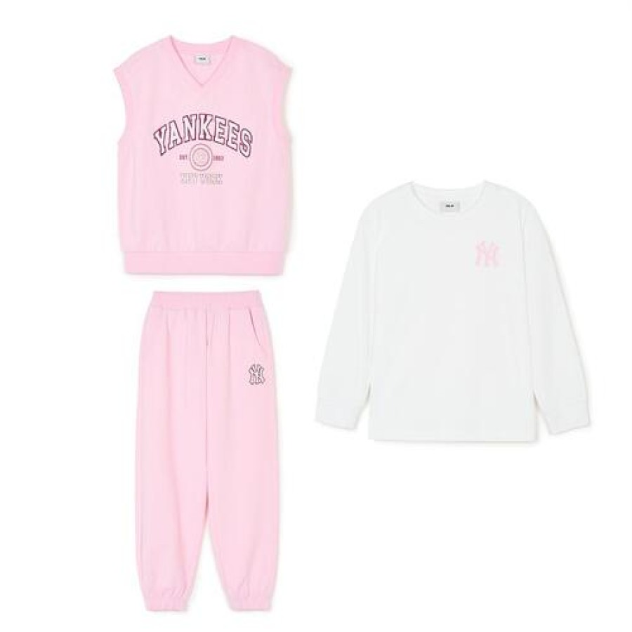 Kids MLB korea Sweatshirts | [Kids] Varsity 3Pcs Vest&Long-Sleeve Set-Up New York Yankees