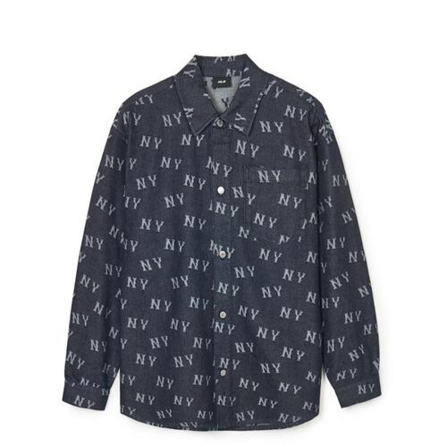 Apparel MLB korea Shirts | Classic Monogram Jacquard Denim Shirts New York Yankees