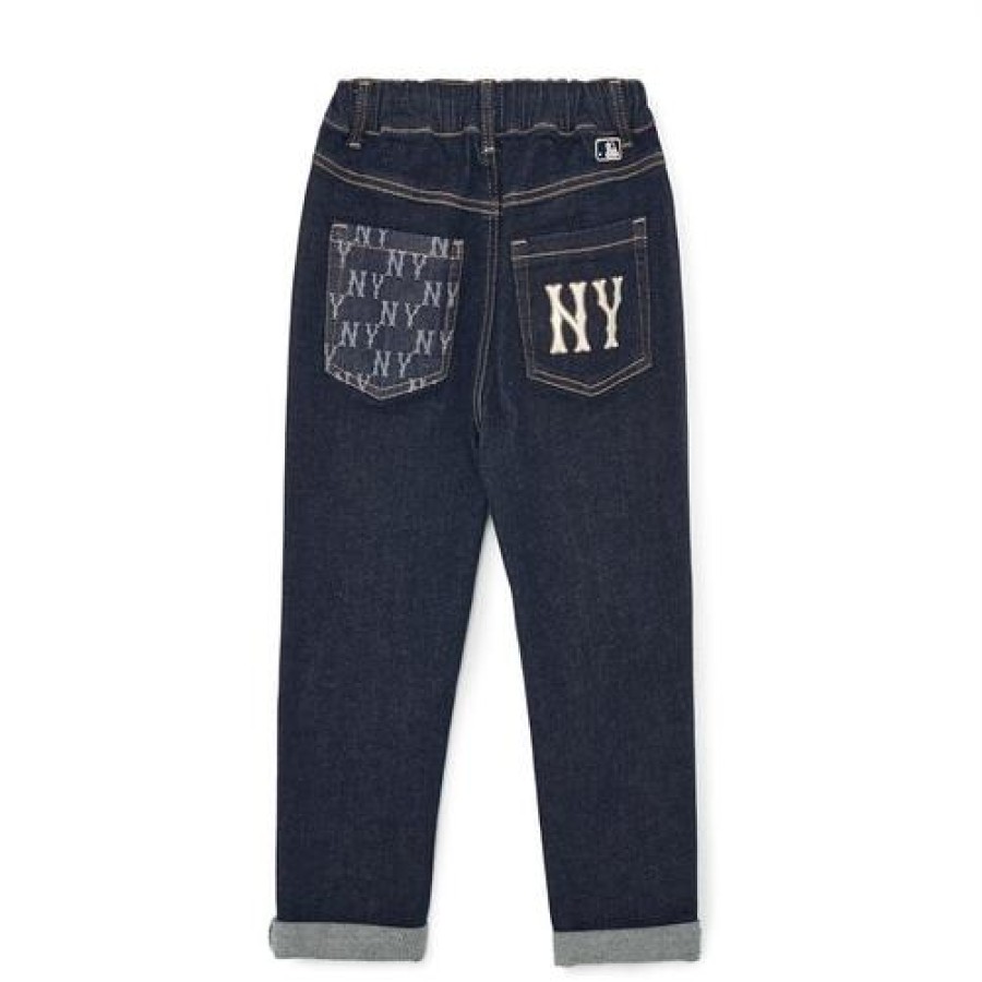 Kids MLB korea Pants | [Kids] Classic Monogram Denim Like Baggy Fit Pants New York Yankees