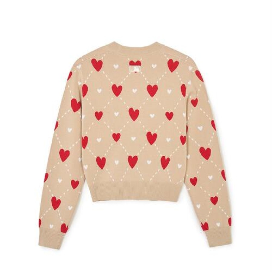 Apparel MLB korea Sweaters | [Wms] Women`S Heart All Over Pattern Crop Cardigan Boston Redsox