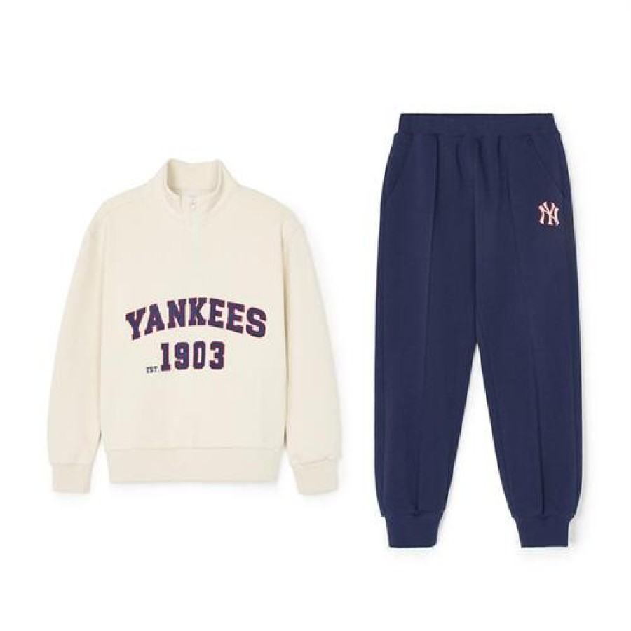 Kids MLB korea Sweatshirts | [Kids] Varsity Half-Zip Up Mtm Set Up New York Yankees