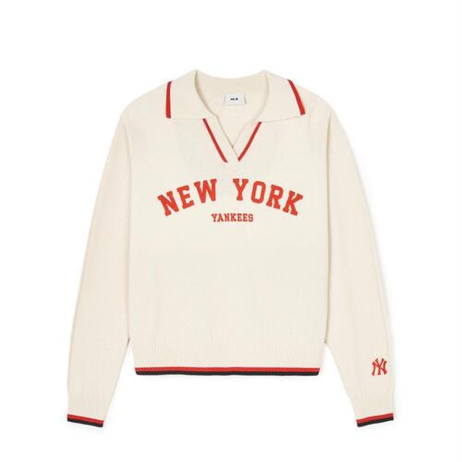 Apparel MLB korea Sweaters | [Wms] Women`S Varsity Slit Collar Neck Sweater Pullover New York Yankees