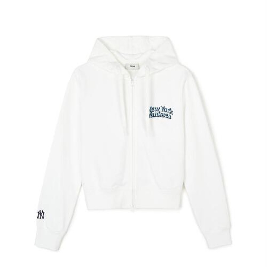 Apparel MLB korea Full-Zip Hoodies | [Wms] Women`S Varsity Crop Hood Zip Up New York Yankees